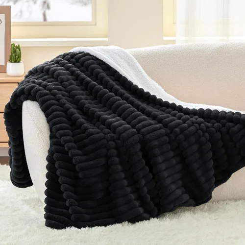 Miniatura 28 de INFIIXSO Manta de forro polar Sherpa tamaño Queen – Forro polar a rayas súper suave y cálido, acogedora manta de cama grande de felpa mullida