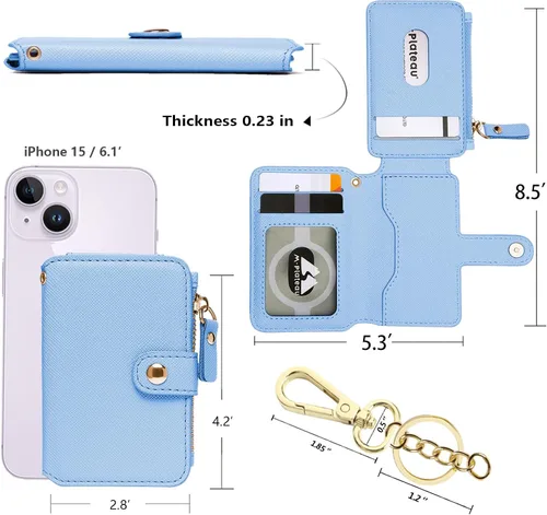 Miniatura 82 de Cartera con llavero, tarjetero con bloqueo RFID de piel, funda para tarjetas de crédito con cremallera para mujer