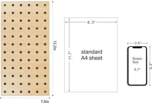 Miniatura 5 de Tablero de Clavijas de Madera Beige Expositor Modular Tablero de Clavijas de Madera Combinación Organizador de Pared Almacenamiento Ganchos de Pared