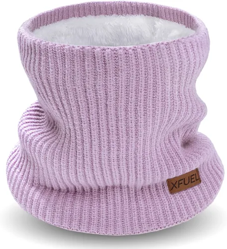 Miniatura 21 de Calentador de cuello para niños, polaina de cuello de invierno tejida, bufanda infinita con forro polar para niños y niñas, máscara de esquí