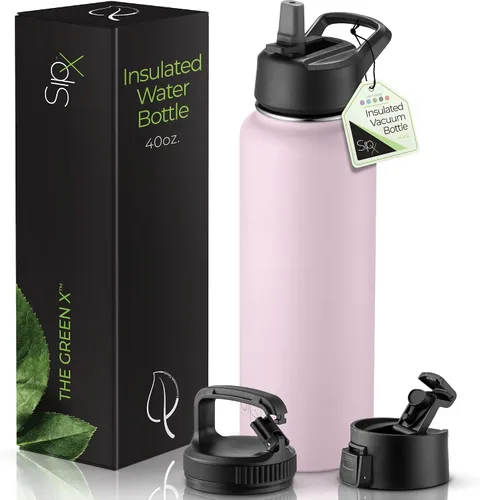 Miniatura 38 de SIPX™ Botella de Agua Aislada de 18 oz con 3 Tapas – Acero Inoxidable a Prueba de Fugas, Triple Aislamiento – Frío 24 Horas/Caliente 12 Horas