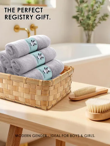 Miniatura 6 de HIPHOP PANDA Toallitas de baño para bebé, hechas de rayón de bambú - Toalla de baño ultra suave de 2 capas para recién nacidos, toalla facial Gris