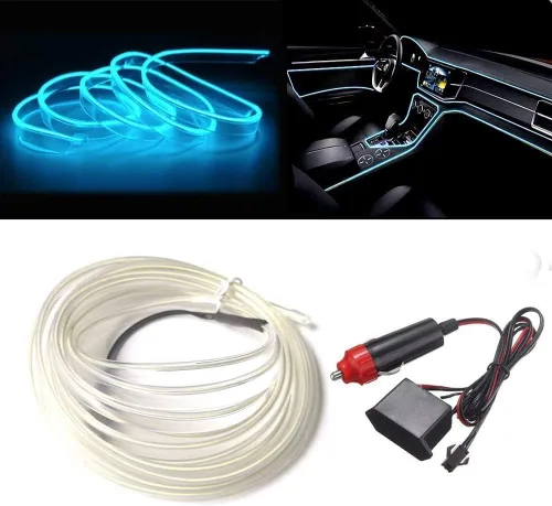 Miniatura 24 de MaxLax Tira de Iluminación LED de Neón Azul para Interior de Auto - 9.84 Pies de Cable EL de 12V Flexible con Protección de Fusible Integrada