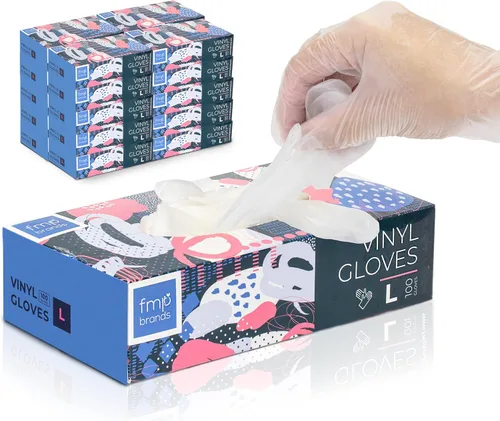 Miniatura 10 de Fit Meal Prep Paquete de 100 guantes desechables de vinilo para preparación de alimentos, sin látex, sin polvo, ideales para cocina, baño, hogar