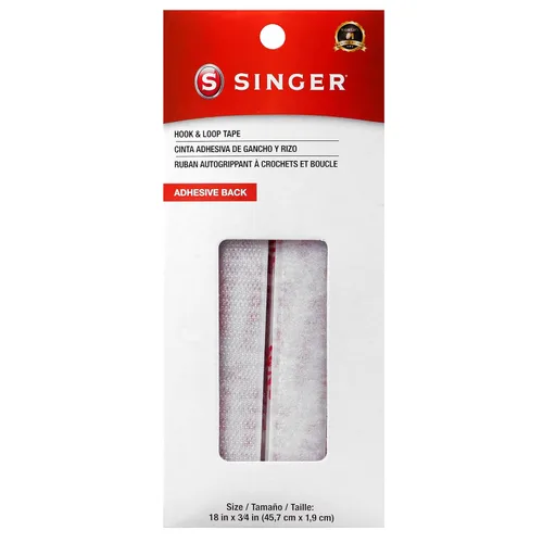 SINGER 00881 Cinta adhesiva de gancho y bucle, 3/4 x 18 pulgadas, color blanco