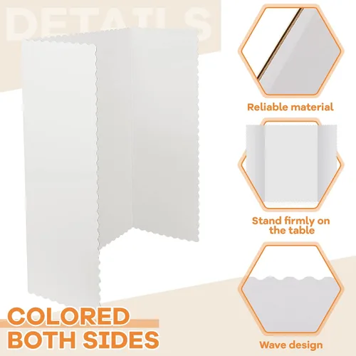 Miniatura 3 de Henoyso 4 piezas de 36 x 48 pulgadas de tablero de póster blanco de triple pliegue grande, tablero de presentación desplegable de papel duro blanco