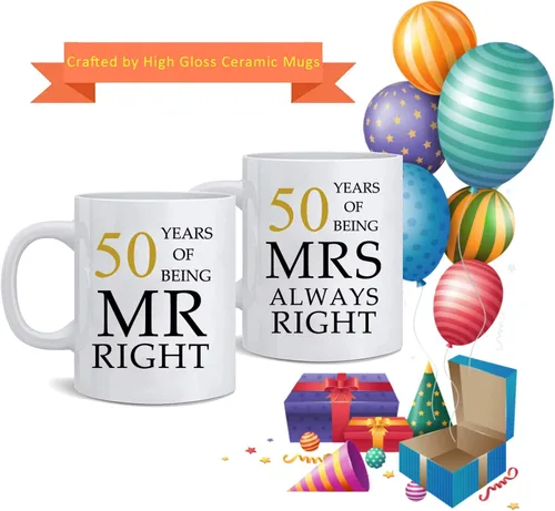 Miniatura 7 de Kwieema 50 aniversario de boda para parejas, 50 aniversario dorado para padres, 50 aniversario de boda, tazas de café, abuelos, parejas, taza