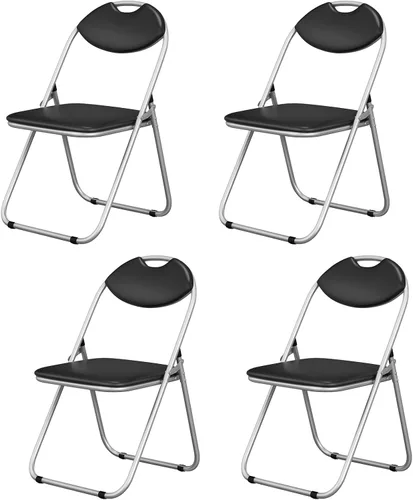 Paquete de 4 sillas plegables, sillas plegables con asientos y respaldo acolchados, asa de transporte, asiento comercial portátil, sillas de fiesta