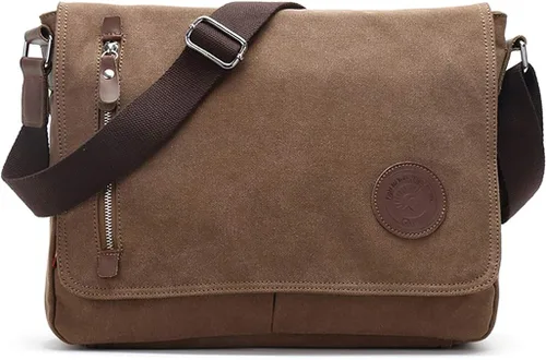 Miniatura 10 de HuaChen Vintage Canvas Messenger Bag,Travel Shoulder Satchel Unisex Crossbody Purse Bookbag for 14 Inch Laptop
