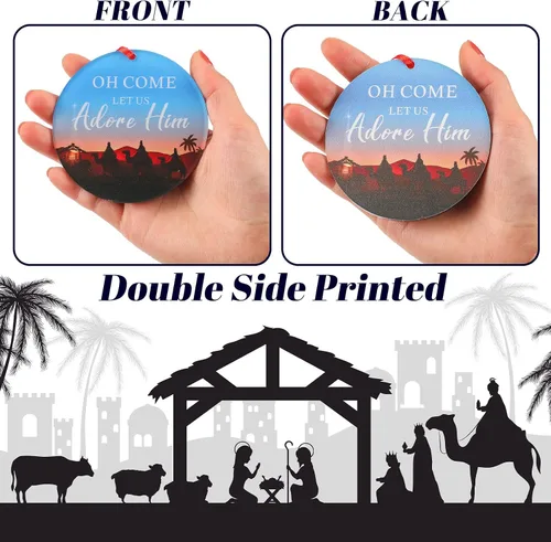 Miniatura 3 de 6 piezas de adornos cristianos de Navidad de acrílico para árbol de Navidad, decoración colgante religiosa, regalo cristiano de recuerdo