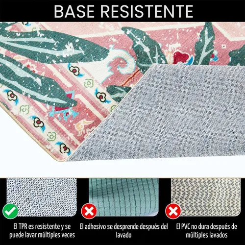 Miniatura 4 de Alfombras hippie, alfombras de 2 x 3 de lana sintética tropical rosa boho para baño, cocina, entrada interior pequeña. Alfombra moderna vintage