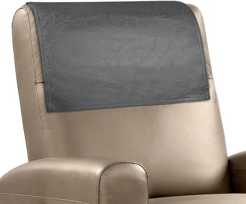 Miniatura 32 de Funda para reposacabezas para silla reclinable, protector para reposacabezas de piel sintética con correas elásticas, fundas para reposacabezas
