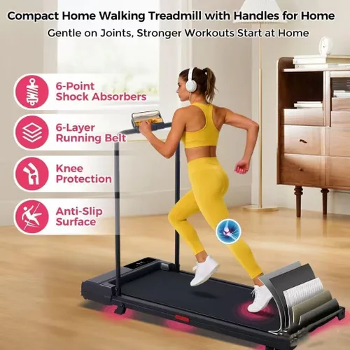 Miniatura 3 de Caminadora para caminar con barra de asa, caminadora para correr mejorada 2026 con inclinación, caminadora portátil de 3.0 HP para el hogar pequeño