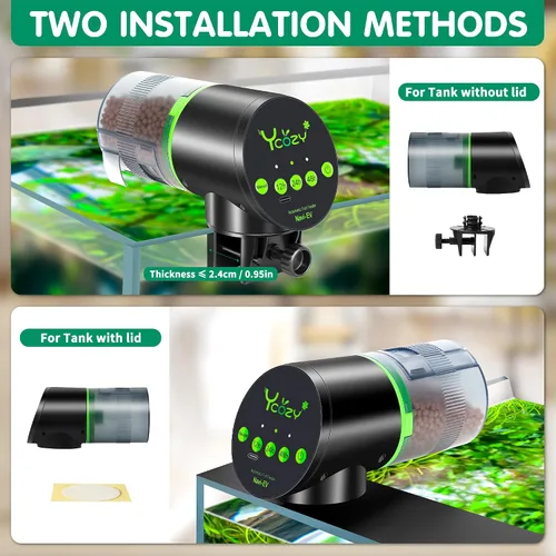 Miniatura 7 de Ycozy Comedero automático para peces recargable con cable USB, a prueba de humedad, alimentador eléctrico inteligente para peces/tortugas