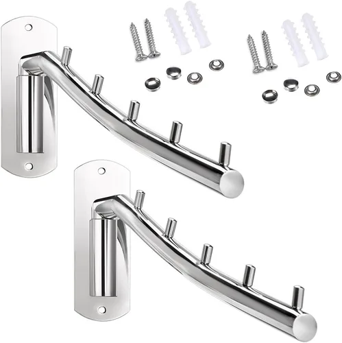 Miniatura 8 de Sumnacon Perchero de acero inoxidable para colgar ropa, 2 piezas, gancho para ropa con brazo oscilante, organizador de almacenamiento de bata Negro
