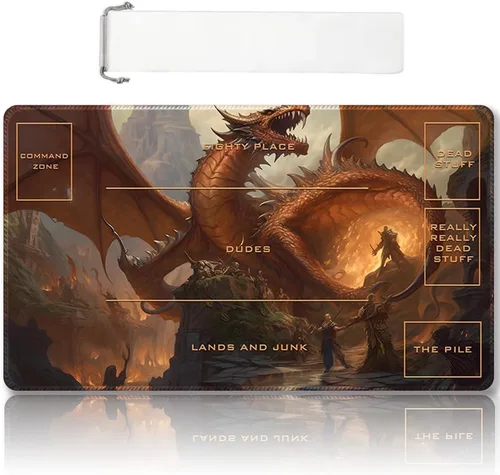 Miniatura 33 de Tapete de juego MTG cosido de alta calidad con zonas y parte trasera de goma antideslizante, tapete de juego TCG para MTG y otros juegos de cartas
