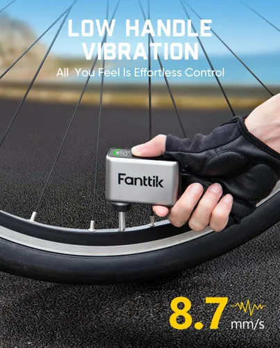 Miniatura 8 de Fanttik X10 Ace Tiny Mini bomba eléctrica para bicicleta, bomba de aire compacta de 120 PSI con válvula Presta y Schrader, bomba eléctrica