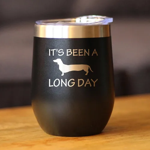 Miniatura 3 de Custom Been a Long Day - Vaso de vino personalizado con tapa deslizante - Taza aislada de acero inoxidable sin tallo, bonita taza divertida
