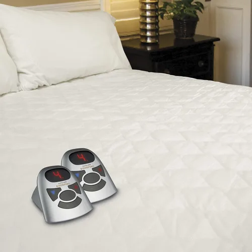 Miniatura 2 de Biddeford Blankets Almohadilla de colchón eléctrica calefactora acolchada de 6 onzas con controlador digital, individual, blanco