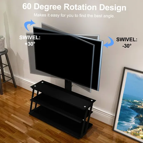 Miniatura 7 de IANIYA Soporte de TV con soporte ajustable en altura Soporte de entretenimiento para 32 a 65 pulgadas LCD de plasma LED o TV de pantalla curvada