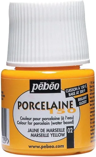 Pebeo Porcelaine 150 - Pintura cerámica de alto brillo a base de agua para porcelana, suministros de arte premium, no tóxica y resistente al calor,