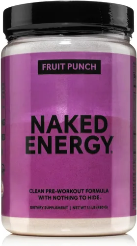 NAKED Fruit Punch Energy - Suplemento limpio para antes del entrenamiento para hombres y mujeres, apto para veganos, sin edulcorantes, colores o