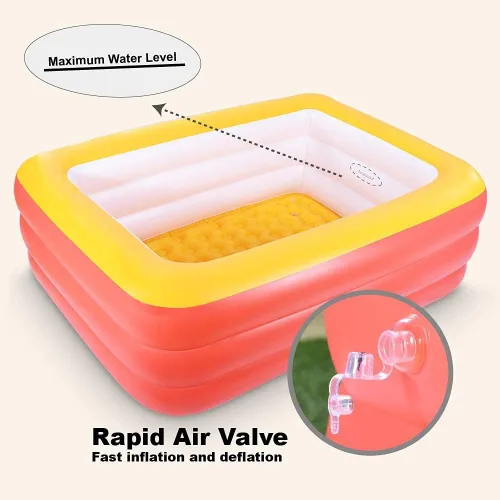 Miniatura 8 de Piscinas inflables para niños y adultos, 82 x 57 x 25 pulgadas con suelo suave inflable, piscina familiar duradera para patio trasero, jardín o 82
