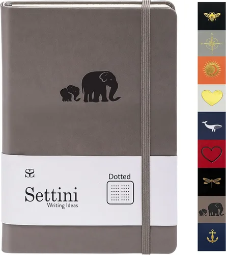 Miniatura 16 de SETTINI - Cuaderno de tapa dura, piel sintética, cierre elástico, marcador de libros, bolsillo interior Plano, con renglones, rayado. Cuaderno