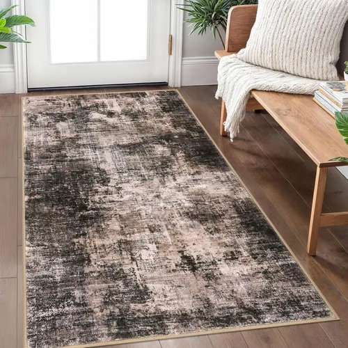 Miniatura 232 de IOHOUZE Alfombra pequeña abstracta de 2 x 3 pies, alfombra de entrada lavable para entrada interior, alfombras con respaldo de goma, alfombra gris