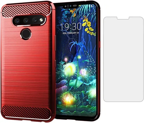 Miniatura 6 de Asuwish Funda de teléfono para LG V50 ThinQ con protector de pantalla de vidrio templado y accesorios de celda delgada y suave de goma de silicona