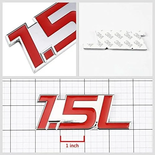 Miniatura 2 de Etiqueta adhesiva de aleación de aluminio rojo/cromo para la puerta del maletero del auto. Etiqueta adhesiva para el emblema del parachoques, rojo