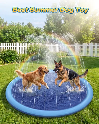 Miniatura 6 de Raxurt Almohadilla para salpicaduras, antideslizante y gruesa para niños de 4 a 8 años, tapete de rociadores para perros, piscina de verano, Azul