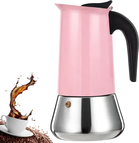 Miniatura 19 de olla de 6 tazas para preparar espresso en la estufa, cafetera moka de acero inoxidable, percolador para estufa, cafetera italiana, capaz de preparar