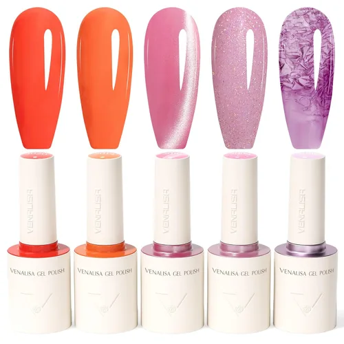 Miniatura 15 de VENALISA - Juego de esmaltes de uñas de gel blanco de 0.3 fl oz (0.3 fl oz) con kit de puntas de uñas, 5 unidades, blanco, azul, rosa bebé, rojo