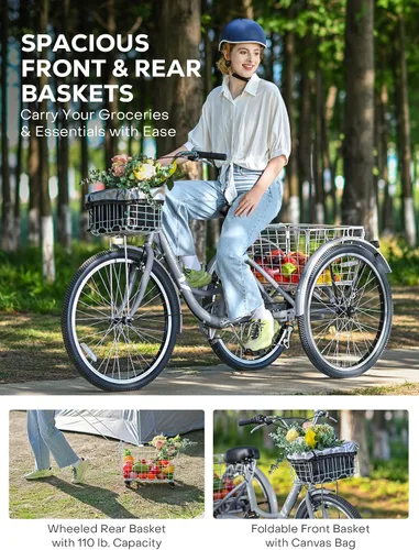 Miniatura 2 de VIRIBUS Adult Tricycle, 7 Speed Tricycle for Adults