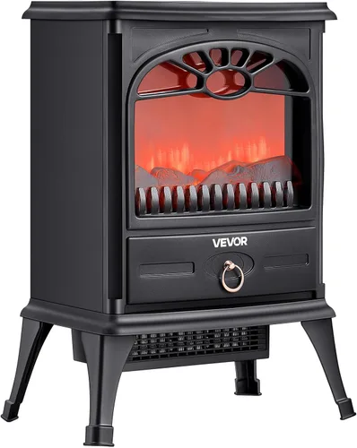 VEVOR Chimeneas independientes de 22.8 pulgadas, calentador eléctrico portátil de 1500 W, 5120 BTU, con protección contra sobrecalentamiento, llamas