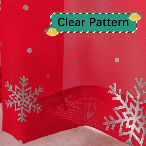 Miniatura 5 de Cortinas traslúcidas de Navidad para sala de estar, cortinas transparentes con estampado de copos de nieve de lujo, cortinas con bolsillo