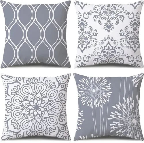 Miniatura 10 de Coliuso Fundas Decorativas para Almohadas de Tiro 16x16 Juego de 4, Azul Moderno Simple Cuadrado Funda de Almohada Cojín para Sofá Sillón