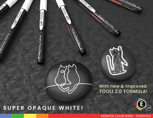 Miniatura 5 de TOOLI-ART Juego de marcadores de pintura acrílica en blanco y negro para pintura de roca, lienzo, tazas, metal, pintura de vidrio, tela, madera