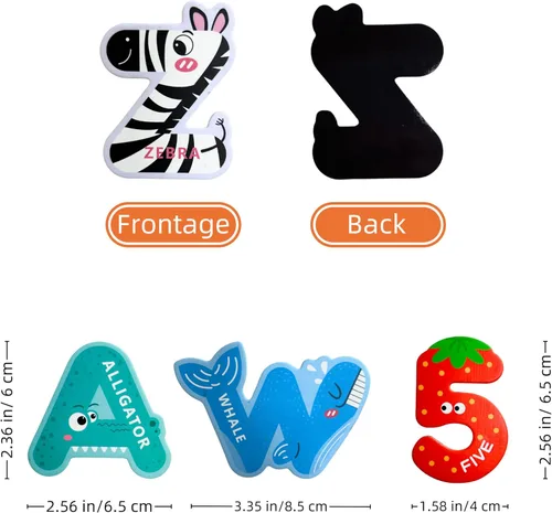 Miniatura 4 de EHR Letras y números magnéticos, coloridos imanes de nevera del alfabeto de animales ABC, juguetes educativos de aprendizaje de ortografía