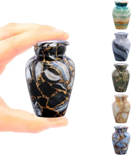 Miniatura 7 de Urnas de cremación conmemorativas para cenizas humanas Urna de cremación grande hecha a mano con acabado de mármol para adultos, urnas decorativas