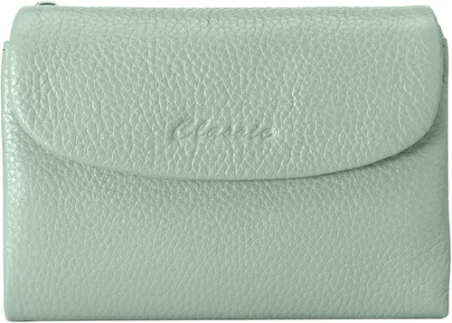 Miniatura 15 de Billetera para mujer, de piel auténtica, billetera de gran capacidad con tarjeteros, ventana de identificación, bolsillos con cremallera, cierre
