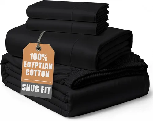 Miniatura 93 de Lane Linen Sábanas 100% de algodón egipcio, tamaño King, naturalmente transpirables y duraderas, cómodas para el invierno, ultra suaves, comodidad