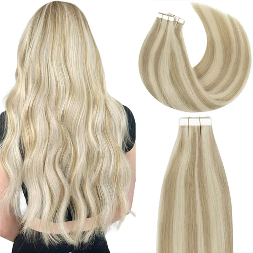 Miniatura 26 de Lacer Extensiones de cabello humano Remy con cinta, 20 piezas, 1.76 oz, extensiones de cabello humano con cinta color marrón chocolate a rubio