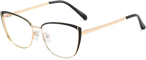 Miniatura 9 de Gafas de bloqueo de luz azul retro para mujer, marco de metal, gafas de ojo de gato