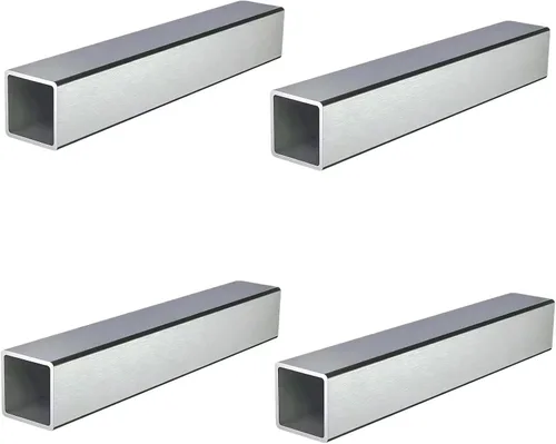 Tubos de Acero Inoxidable Cuadrados 25mm x 25mm x 2mm x 600mm, 1" x 1" x 2/25" x 23.62" de Largo, Pack de 4 Tubos Cuadrados de Acero Inoxidable 304