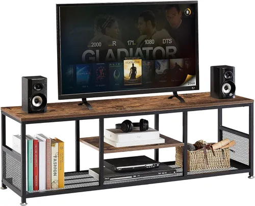 Miniatura 11 de VECELO Soporte de TV con tomas de corriente para televisores de hasta 75 pulgadas, centro de entretenimiento multimedia de 62 pulgadas con estación