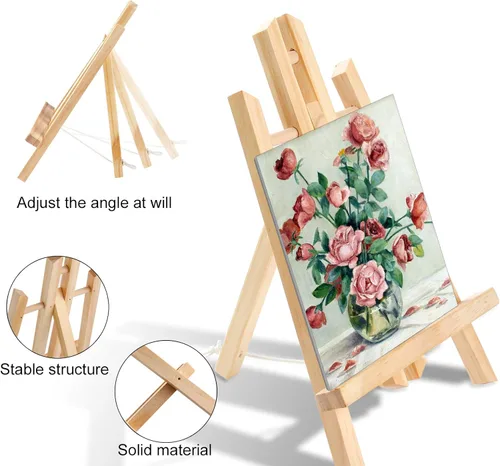 Miniatura 4 de Conjunto profesional de pintura de 240 piezas con 20 caballetes de madera, 20 paquetes de 200 pinceles con cabeza de nylon y 20 paletas, kit