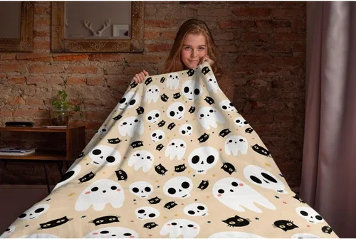 Miniatura 5 de Manta de fantasma de 40 x 30 pulgadas para cachorros, lindas mantas de fantasma para niñas y mujeres, mantas de forro polar ligeras para amantes