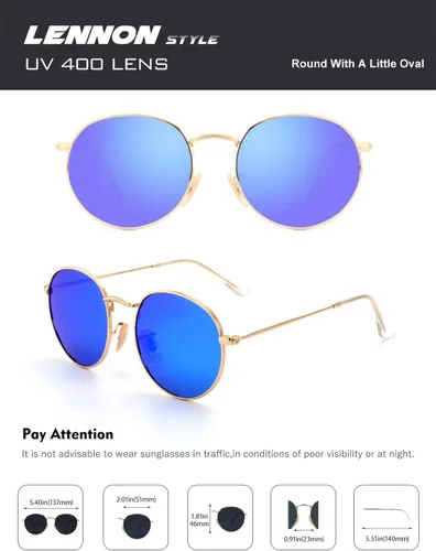Miniatura 28 de CGID Gafas de sol unisex polarizadas redondas E01 Lennon